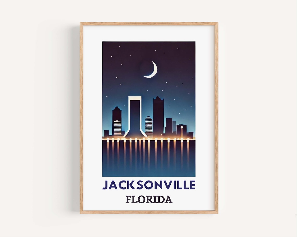 Jacksonville Florida Travel Poster, Modern Map Art