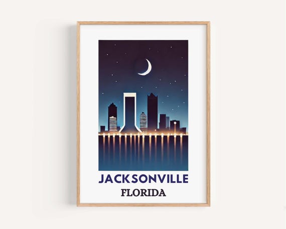 Jacksonville Florida Travel Poster, Modern Map Art