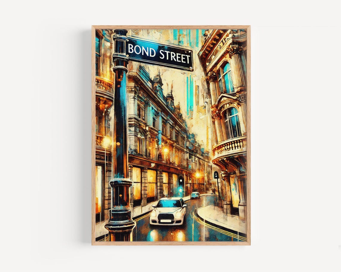 Bond Street London UK Evening Glow Street Painting Art Poster