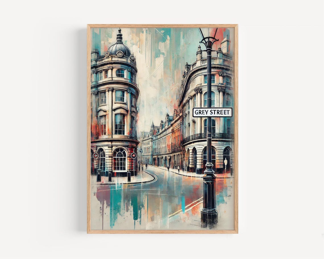 Newcastle Grey Street UK Historic Architecture Painting Poster