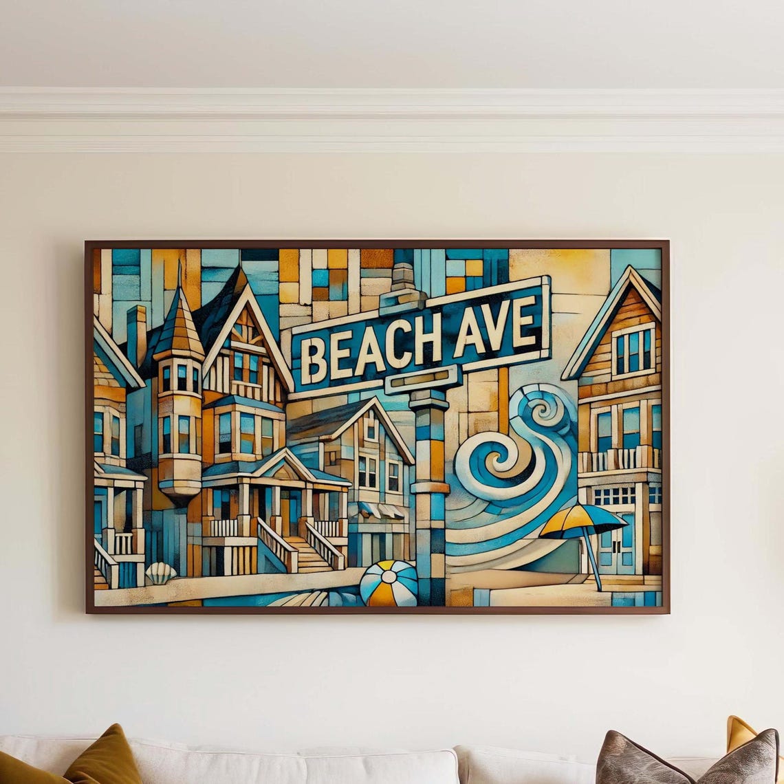 Beach Ave Cape May New Jersey Coastal Vintage Street Scene Poster