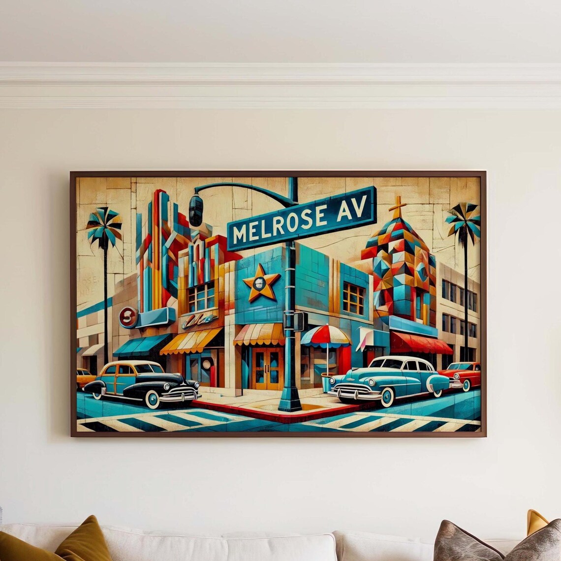 Melrose Cubism Travel Poster, Los Angeles Avenue