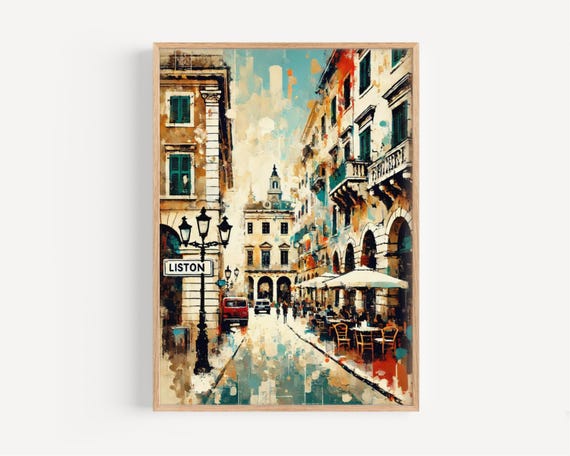 Liston Street Art Print Corfu Greece Travel Poster