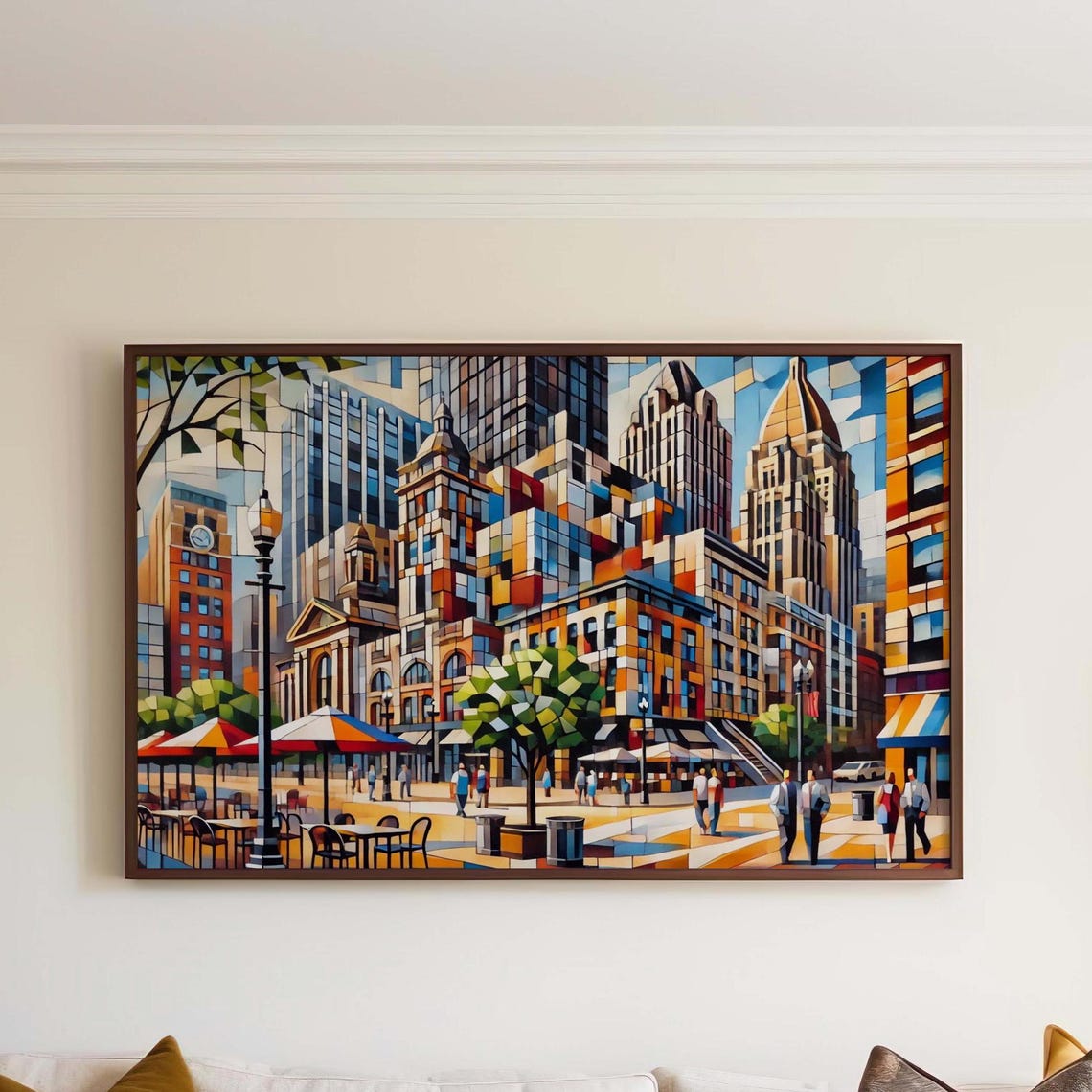 Market Square Geometric Colorful Historic Old Cityscape Poster