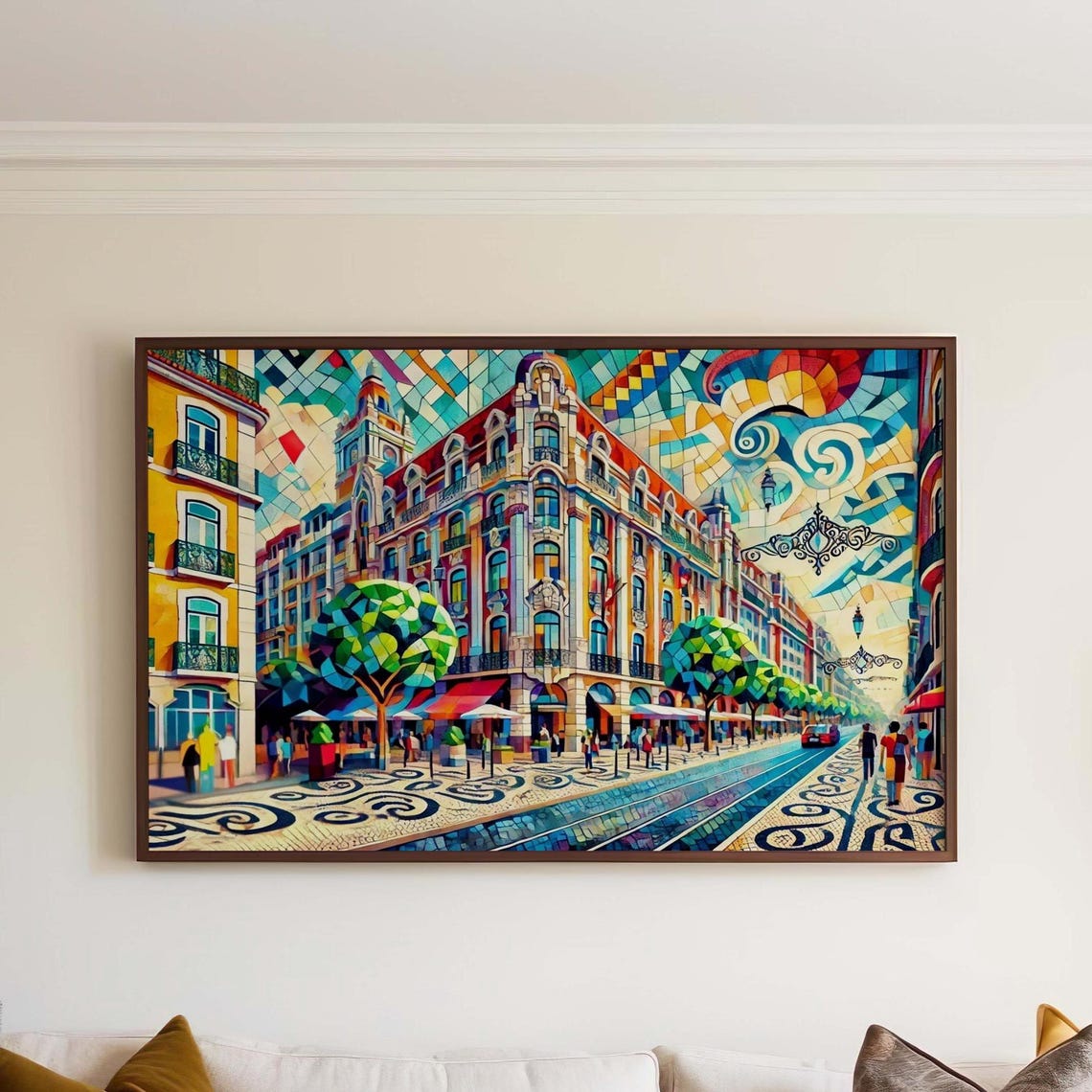 Lisbon Portugal Avenida da Liberdade Mosaic Cityscape Art Poster