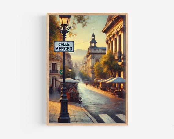Calle Merced Art Print Santiago Chile Street Sign South America Travel Poster