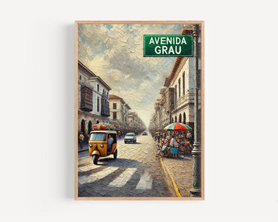 Lima Peru Street Art Print Avenida Grau Travel Poster