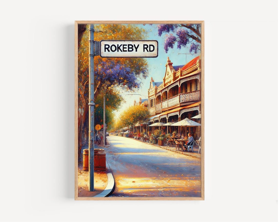 Perth Rokeby Road Jacaranda Trees Heritage Cafe Oil Painting Poster