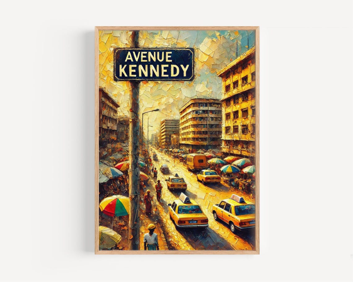 Avenue Kennedy Yaounde Cameroon Golden Taxi Street Art Poster