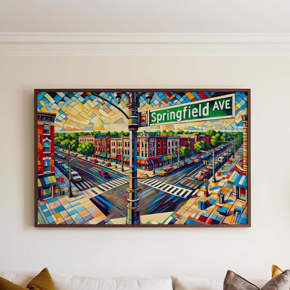 Springfield Avenue Jersey City Mosaic Street Scene Art Poster