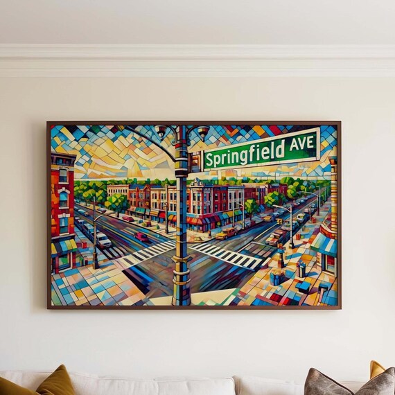 Springfield Avenue Jersey City Mosaic Street Scene Art Poster