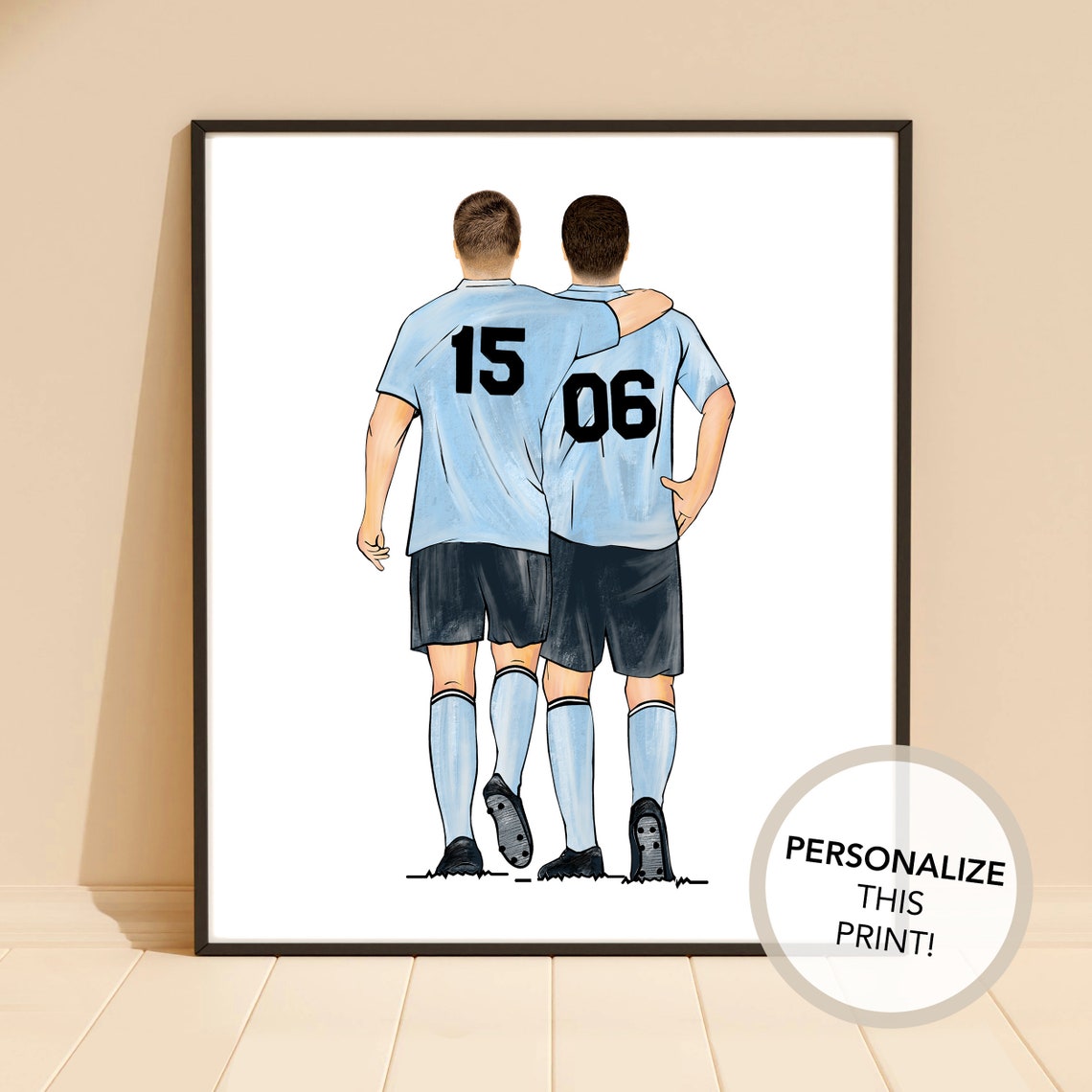 Personalized Father and Son Red Soccer Jerseys 18 and 04 Sports Poster - Image 2