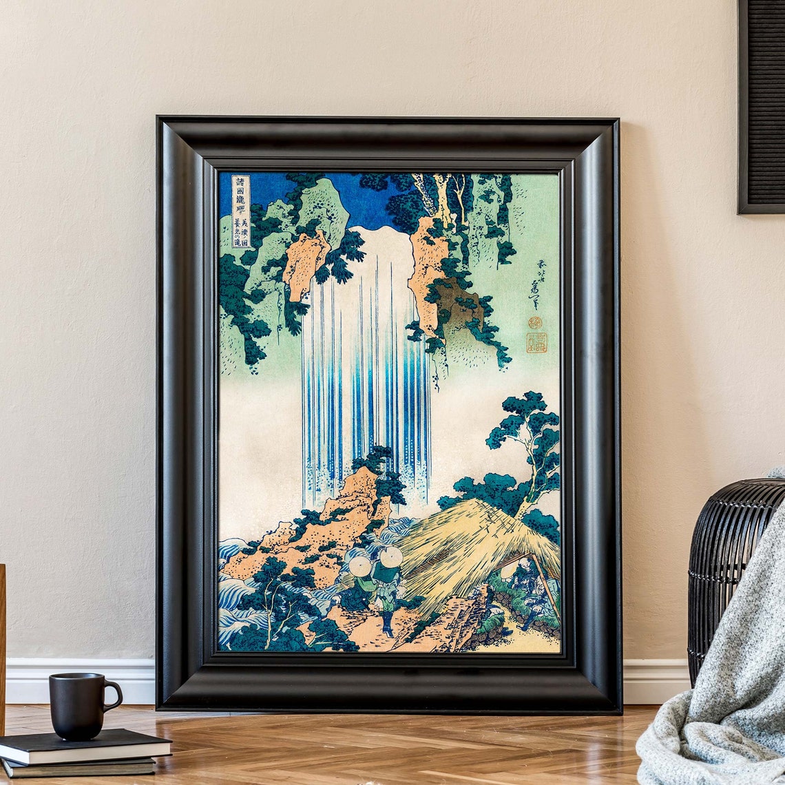Katsushika Hokusai Yoro Falls Mino Travelers Woodblock Poster - Image 3