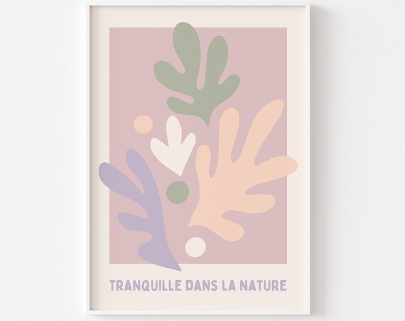 Pastel Abstract Matisse Inspired Tranquil Nature Print Abstract Foliage Abstract Flowers Pastel Retro Calm Poster French Exhibition