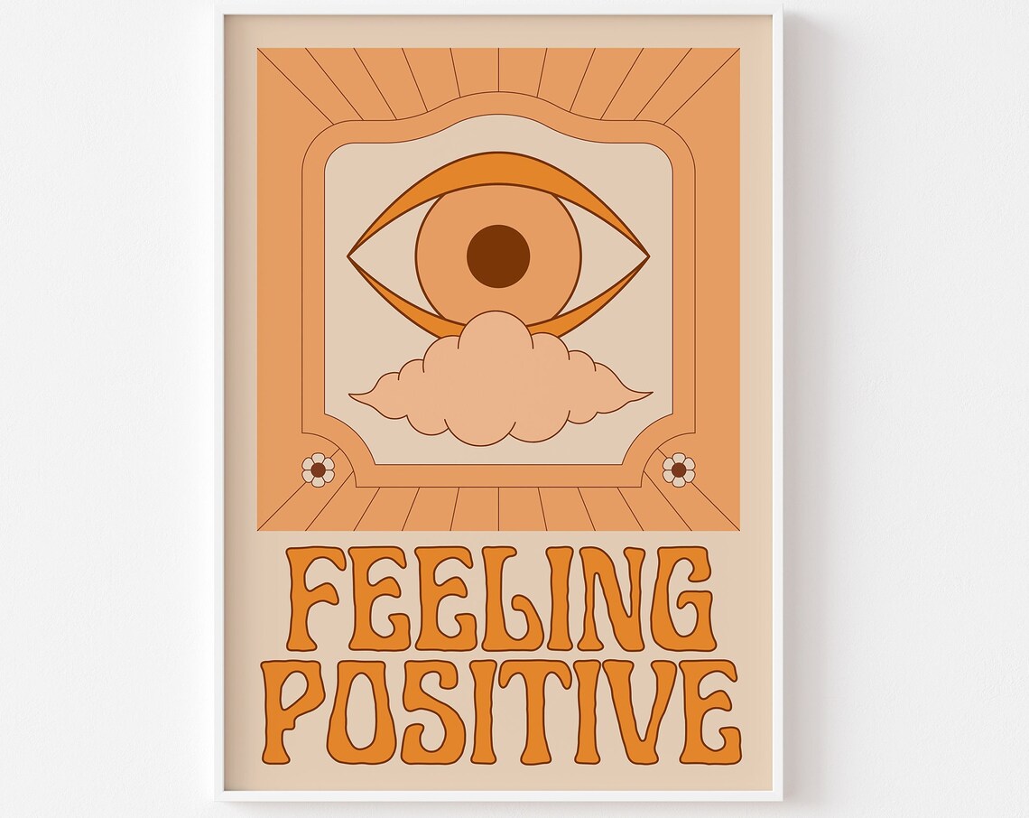 Feeling Positive Retro Bohemian Mystical Eye Art Print