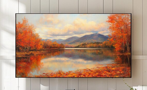 Autumn Landscape Frame Tv Art Mountain Reflection 17