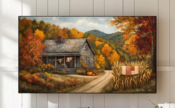 Appalachian Autumn Landscape Frame Tv Art Rustic Cottage Decor 24