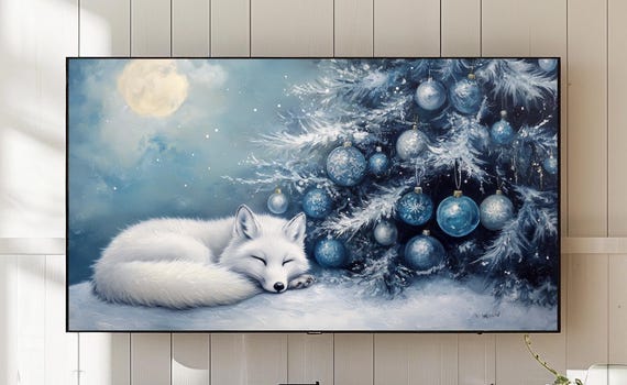 Winter Arctic Fox Tv Art Snowy Christmas Landscape 792