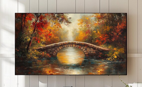 Rustic Stone Bridge Autumn Landscape