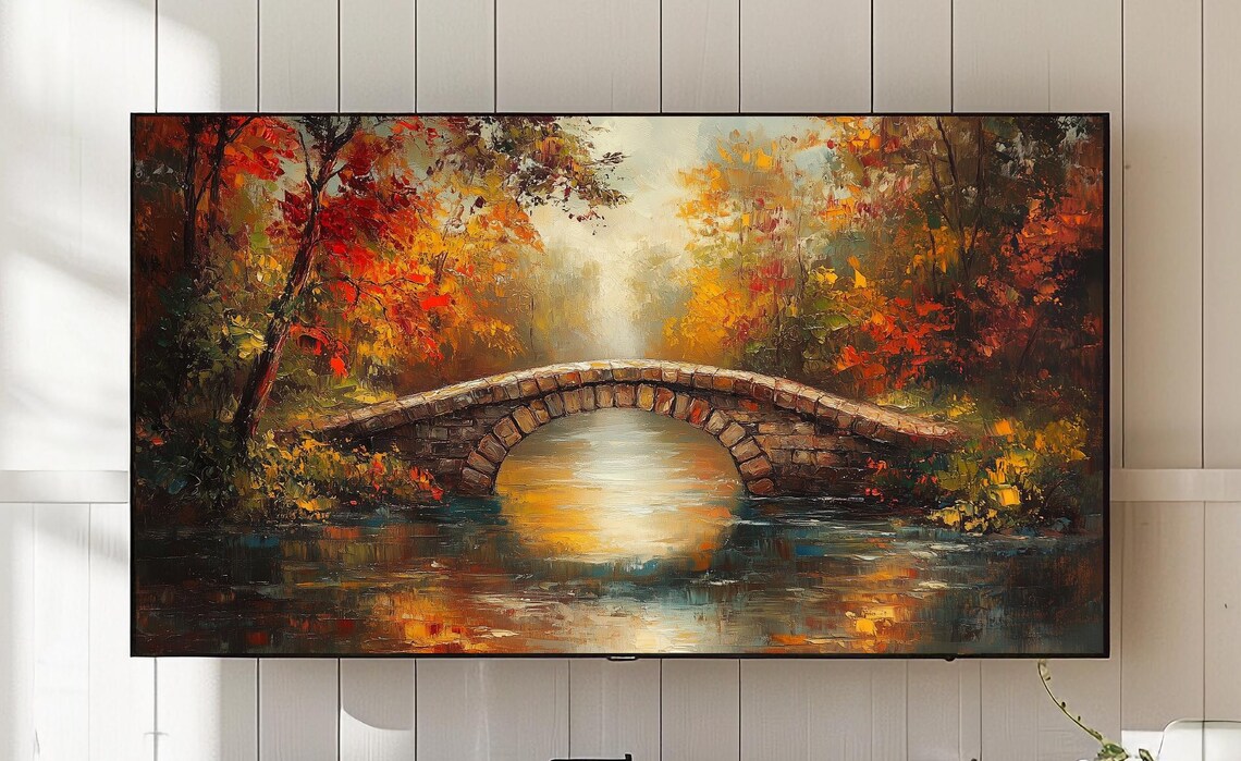 Rustic Stone Bridge Autumn Landscape