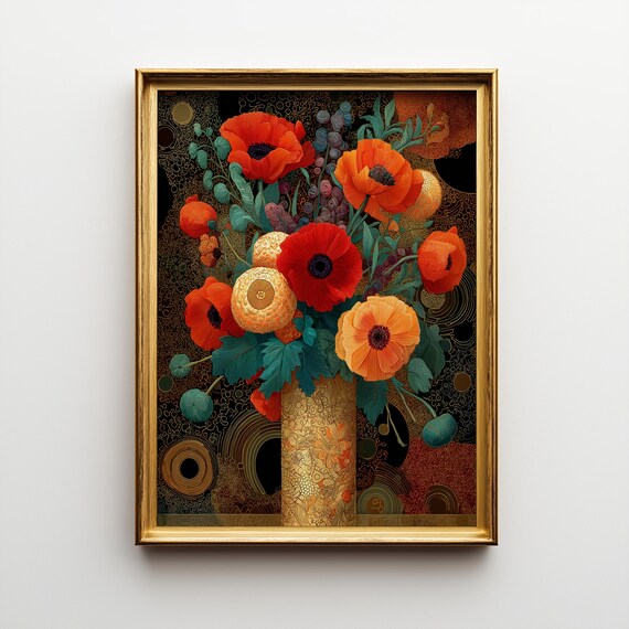 Floral Still Life Art Print, Vintage Style Flowers