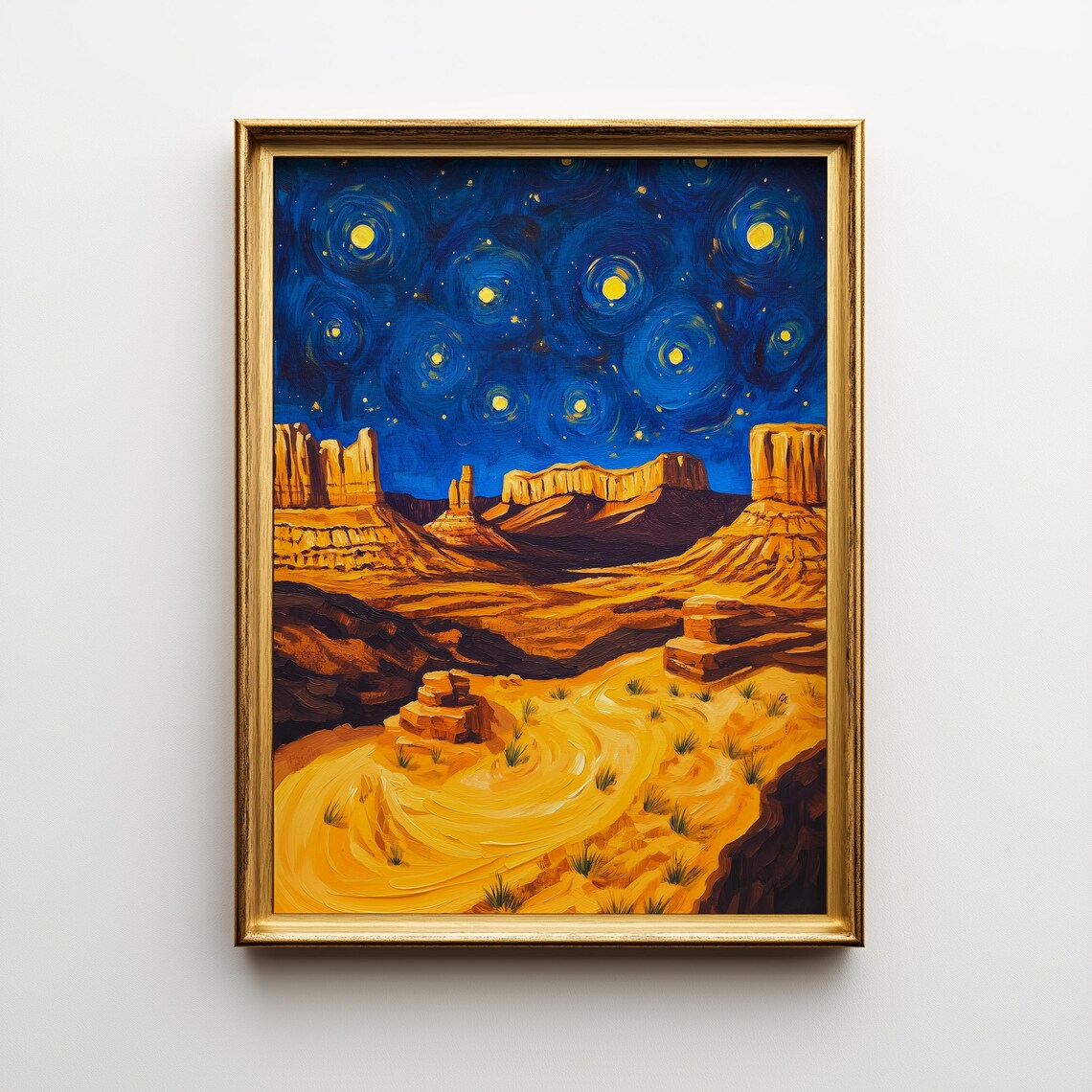 Starry Night Desert Mesa, Southwest Landscape Art