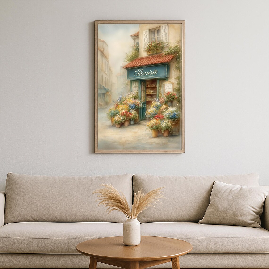Fleuriste French Flower Shop Watercolor Pastel Storefront Poster - Image 2