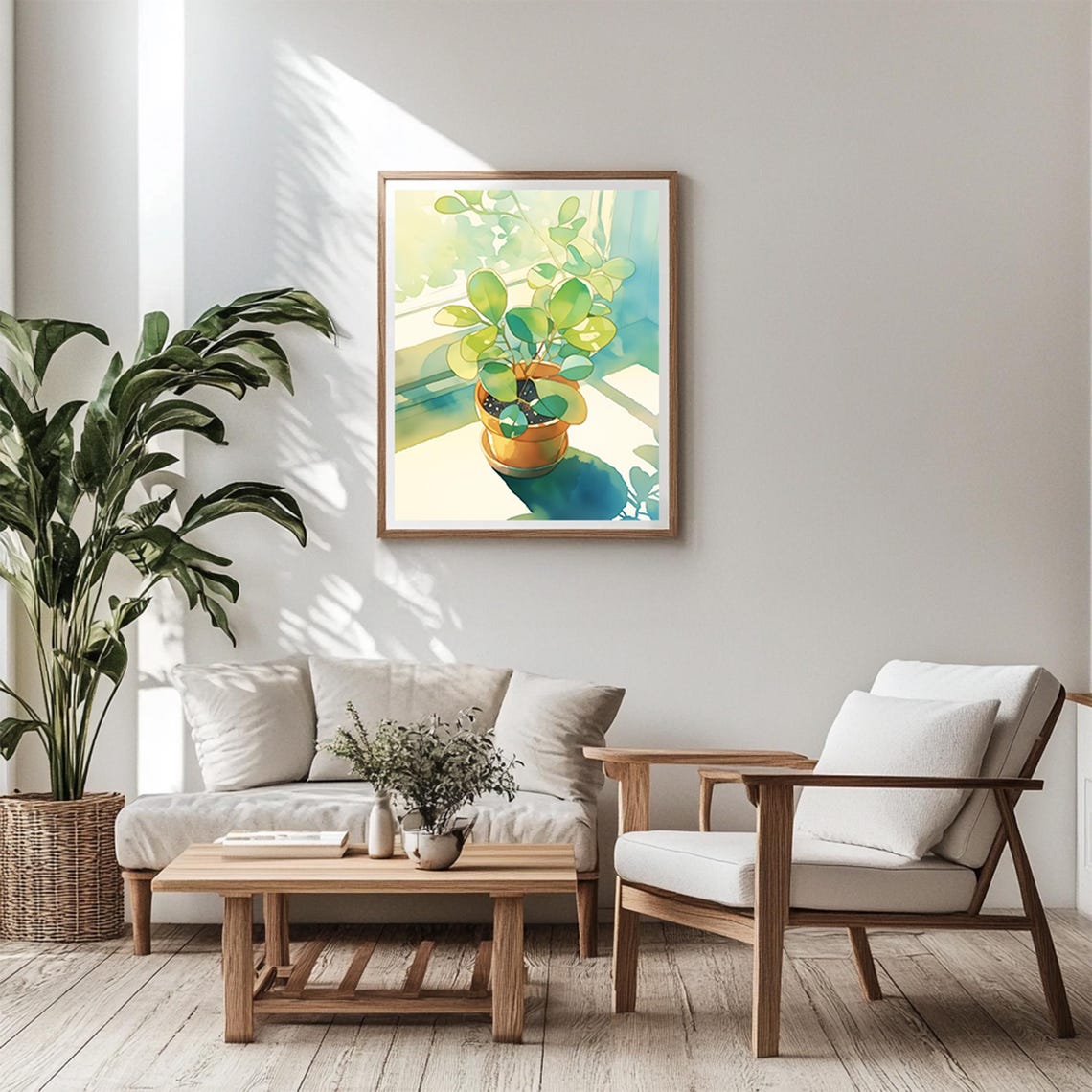 Green Leaf Plant Pot Near The Window, Watercolor - Image 5