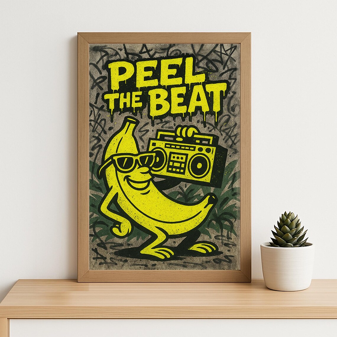Peel the Beat Graffiti Banana Boombox Funny Hip Hop Music Poster