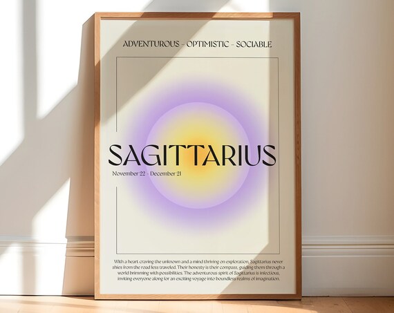 Sagittarius Aura Art Print Y2k Gradient Astrology Poster