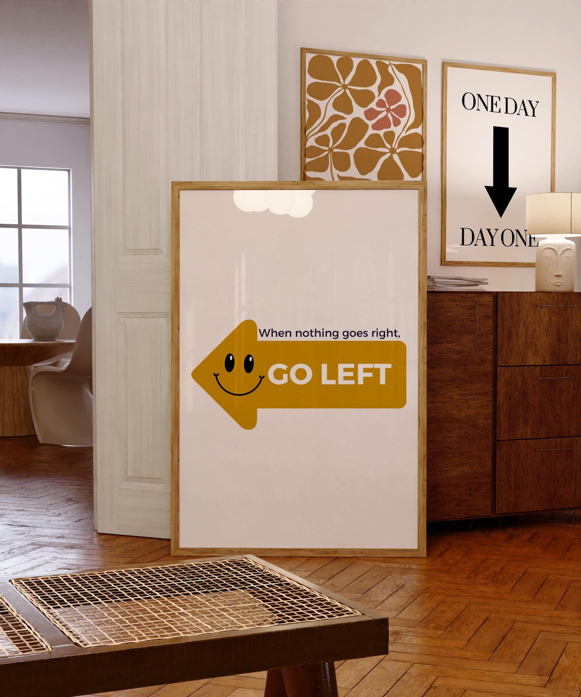 Go Left Motivational Quote, Minimalist Poster