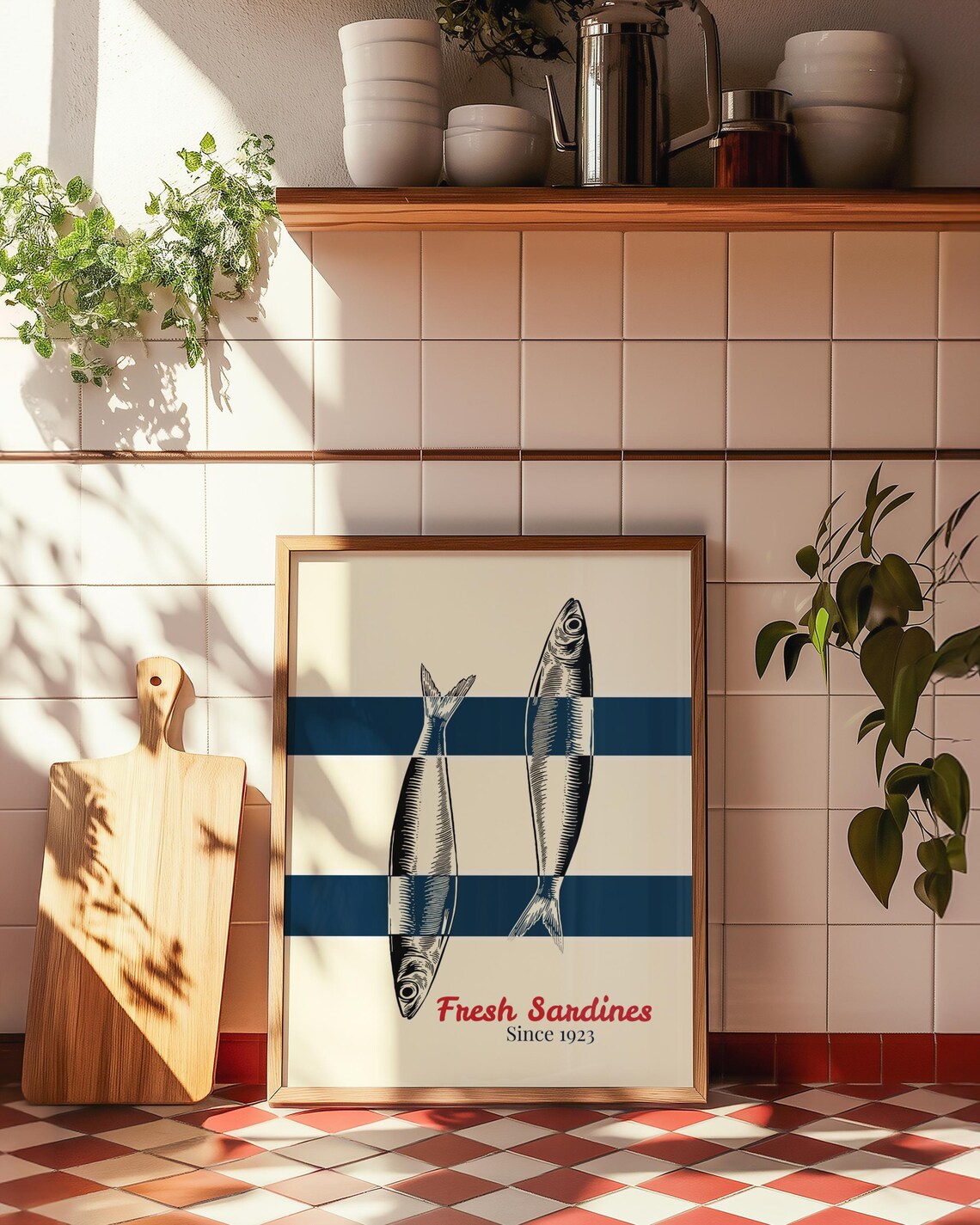 Fresh Sardines Vintage Fish Poster, Coastal Kitchen Decor - Image 2
