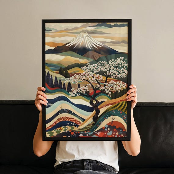 Mount Fuji Zen Landscape Meditative Abstract Japan Art Print Japanese Wall Modern Asian Mountain Poster Tranquil Decor No 86