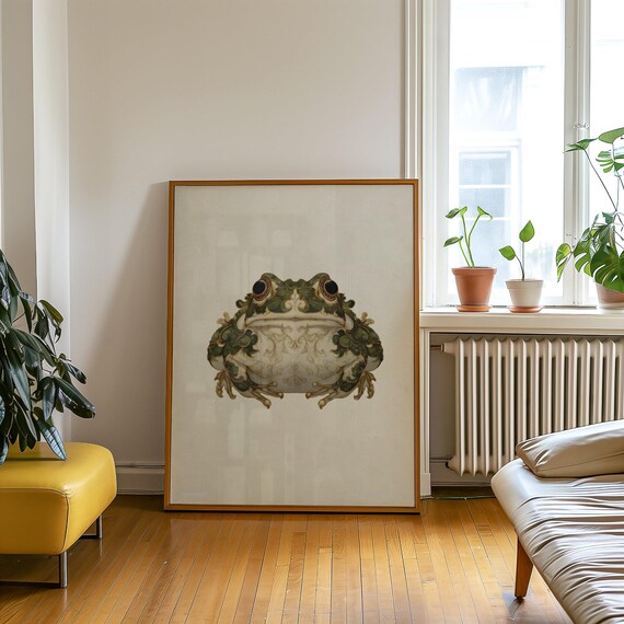Japandi Frog Poster Neutraltones Toad Wall Art Cozy Print For Modernhome Minimal Artful Decor Wabi Sabi Animal No118