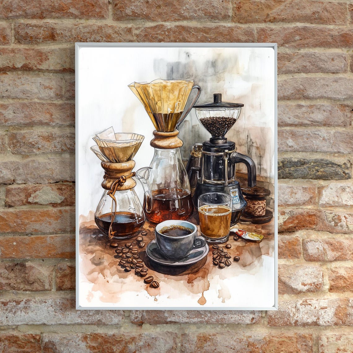 Coffee Brewing Equipment Chemex Grinder Beans Still Life Poster - Image 6