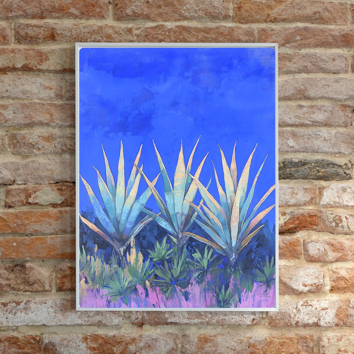 Agave Trio, Southwestern Modern Blue Plant Art Print - Image 5