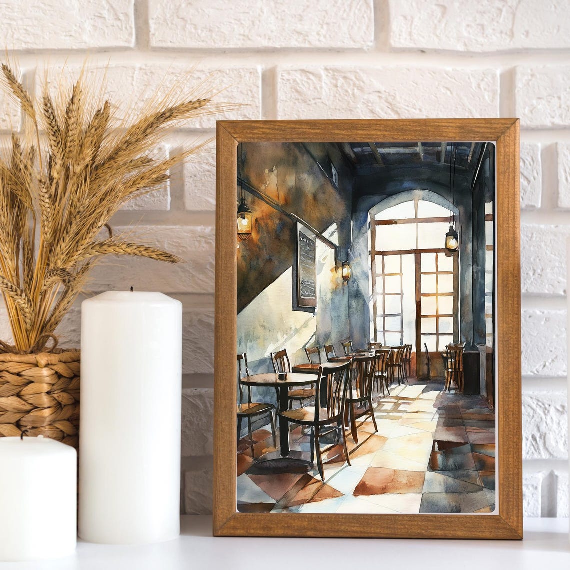 Empty Coffee Shop Morning Sunlight Quiet Interior Cafe Poster - Image 3