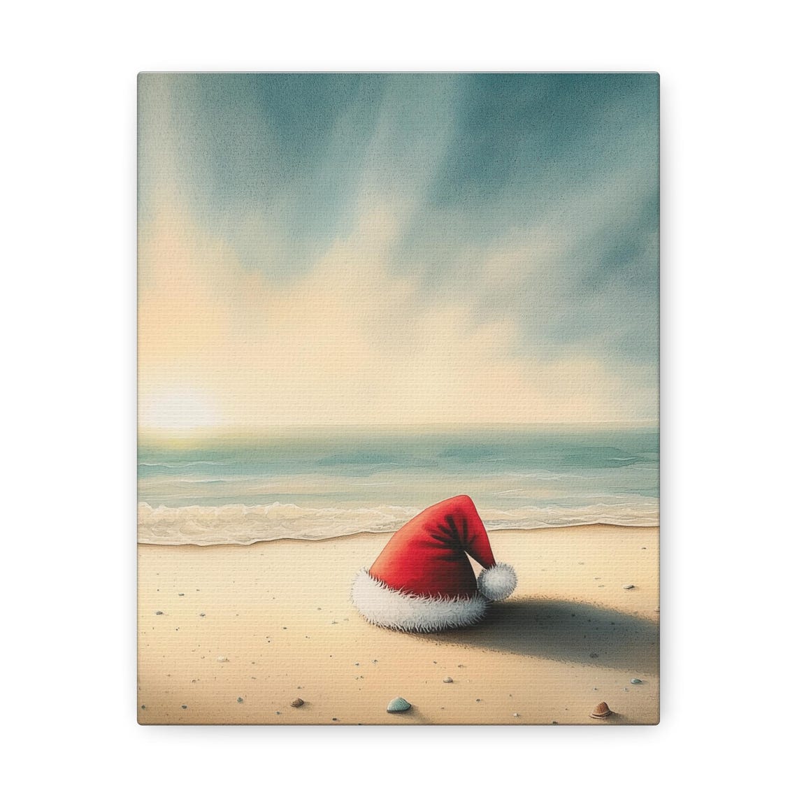 Santa Hat on Tropical Beach Christmas in July Coastal Wall Art - Image 6