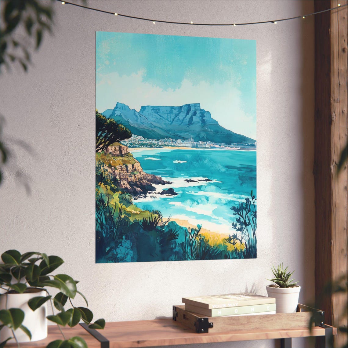 Table Mountain Cape Town Turquoise Bay South Africa Travel Poster - Image 4