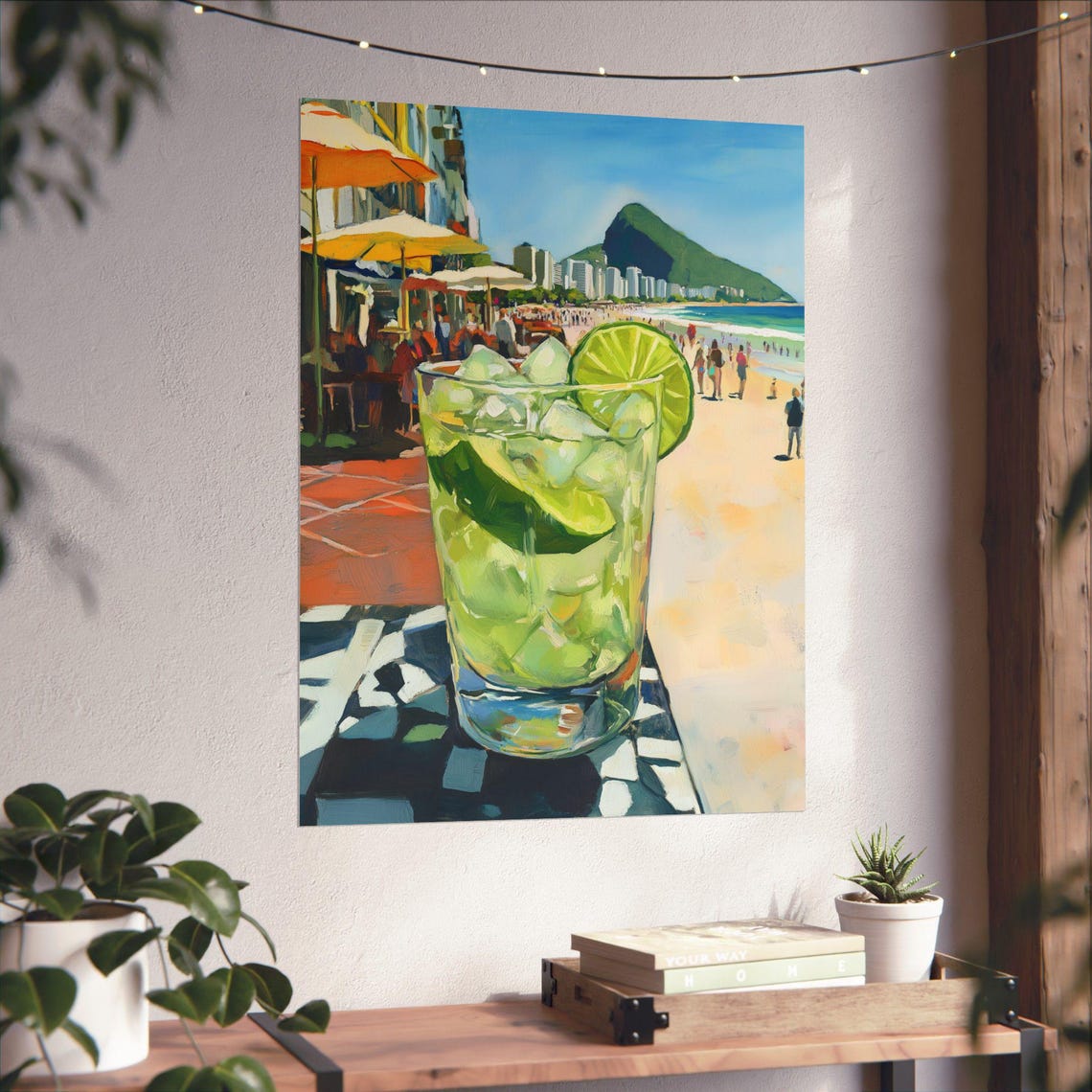 Caipirinha Cocktail with Copacabana Beach and Mountain Poster - Image 6