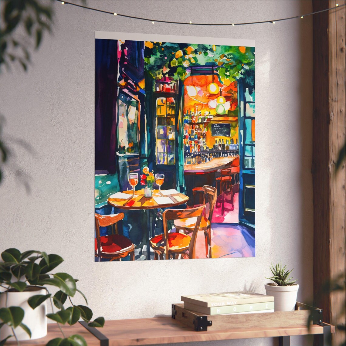 Paris Cafe Watercolor Art Print, French Bistro Scene - Image 6
