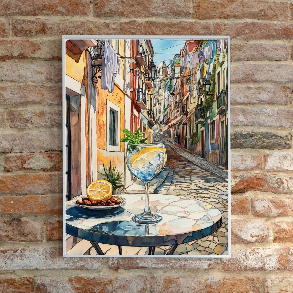 Citrus Spritz Cocktail on a Sunlit Lisbon Street Corner Poster - Image 6