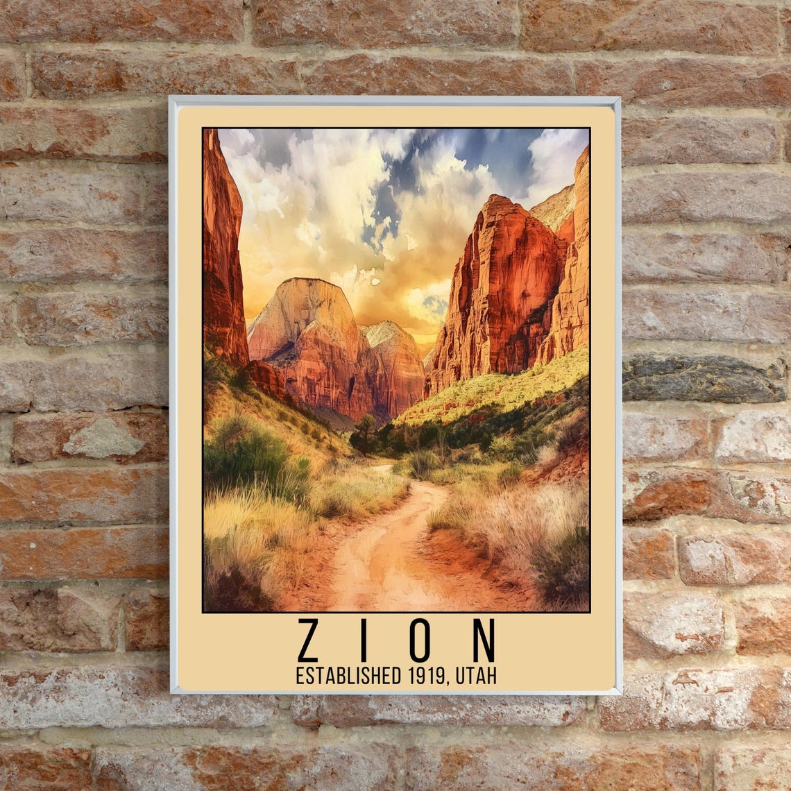 Zion Utah National Park Red Rock Canyon Desert Trail Travel Poster - Image 2