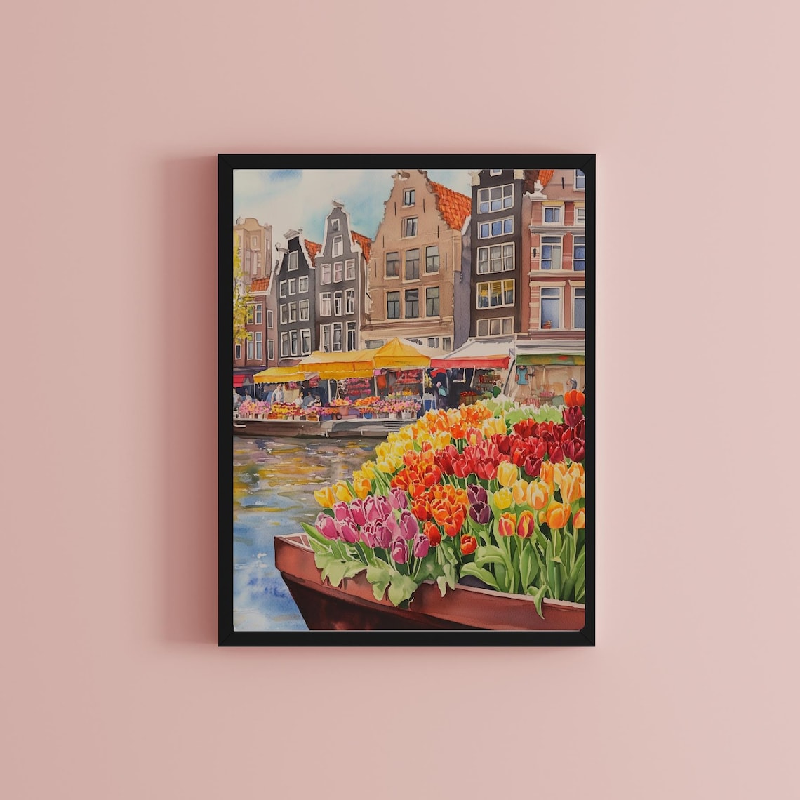 Amsterdam Floating Flower Market with a Tulip-Filled Barge Poster - Image 2