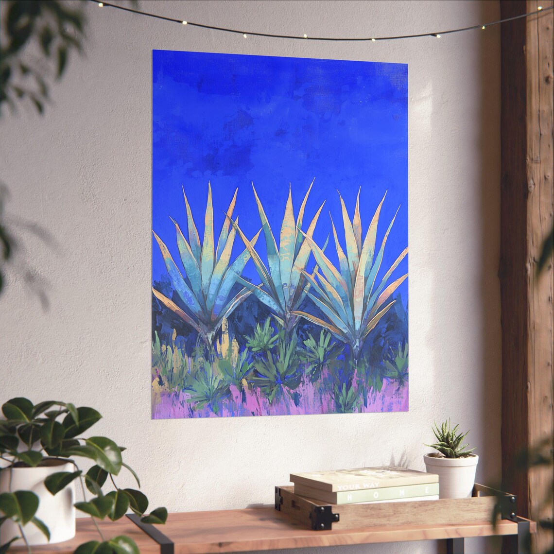 Agave Trio, Southwestern Modern Blue Plant Art Print - Image 6