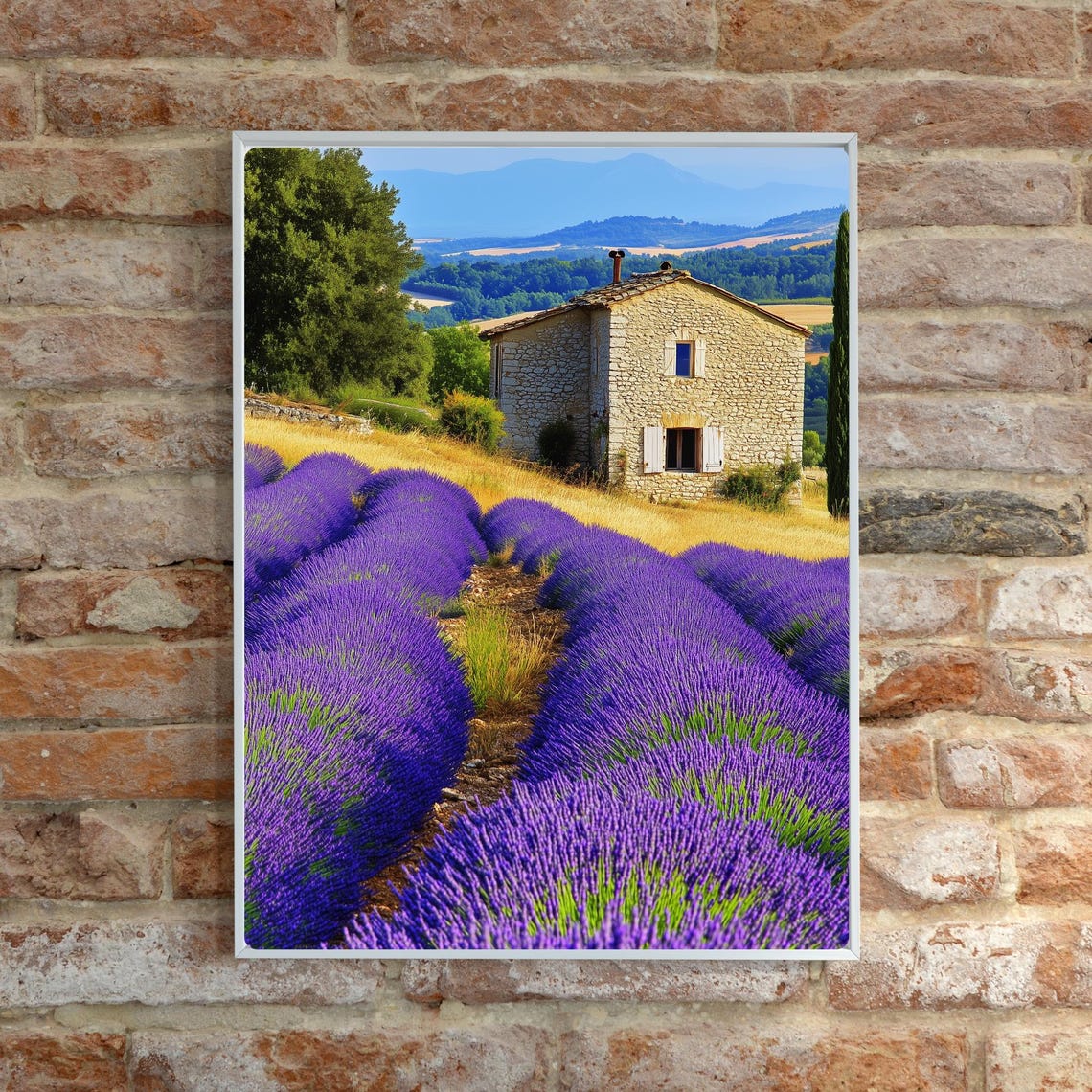 Stone Farmhouse with Lavender Rows Provence Countryside Poster - Image 5