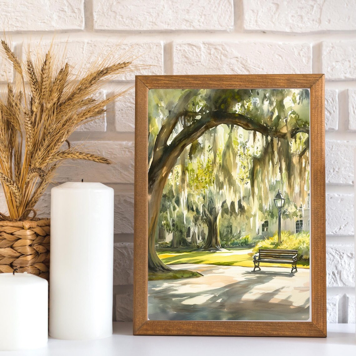 Savannah Georgia Watercolor Park Scene Art Print - Image 2