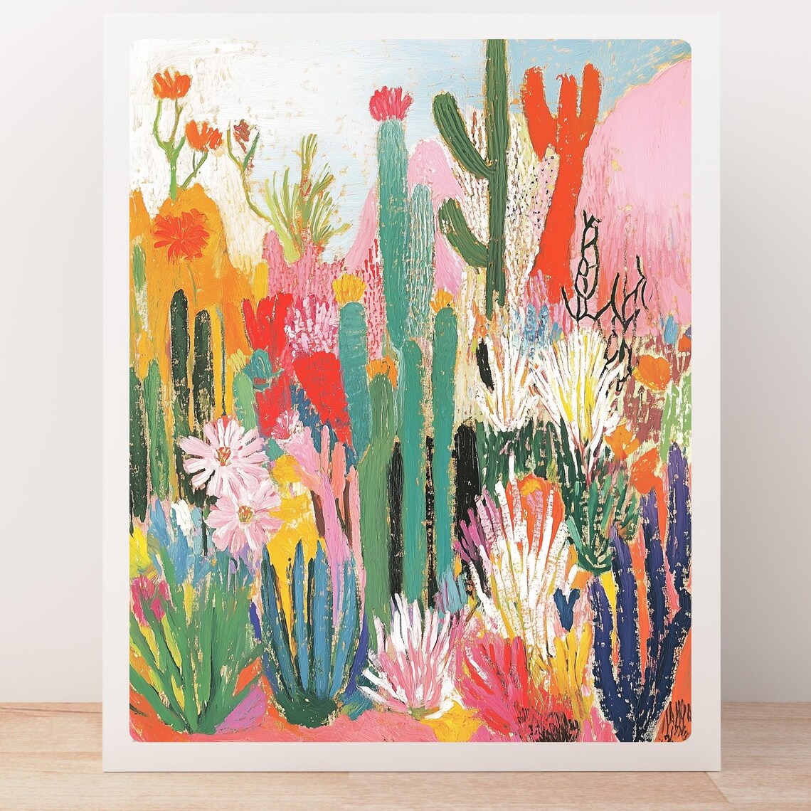 Colorful Fauvist Cactus Garden Desert Blooms Southwest Art Print - Image 5