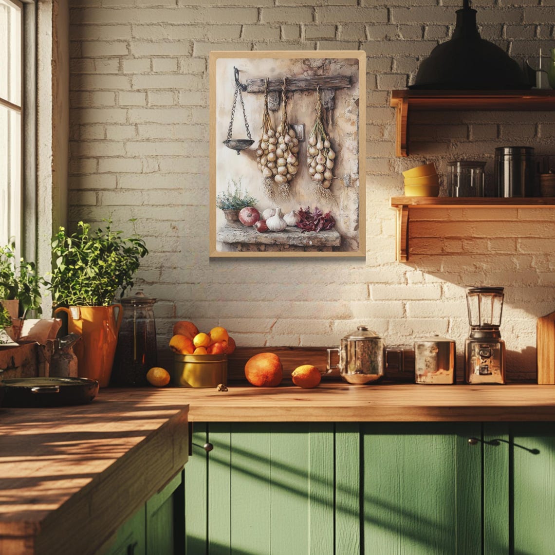 Hanging Onion Garlic Braids Rustic Pantry Farmhouse Still Life Poster - Image 5