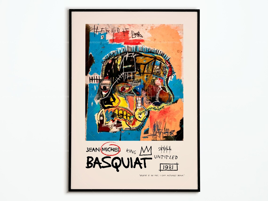 Jean-Michel Basquiat Untitled Skull 1981 Blue Orange Art Poster